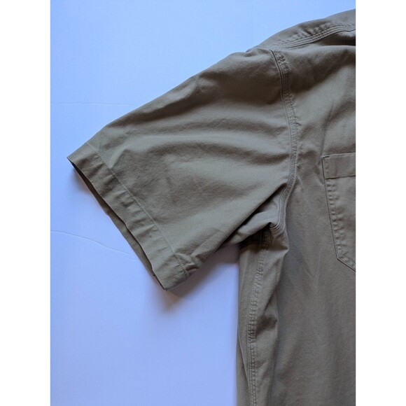 Carhartt Short Sleeve Work Button Canvas Shirt 2XL Tall Mens Tan Light Brown - Picture 8 of 14